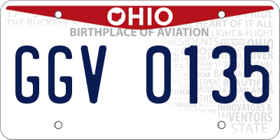 OH license plate GGV0135