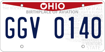 OH license plate GGV0140