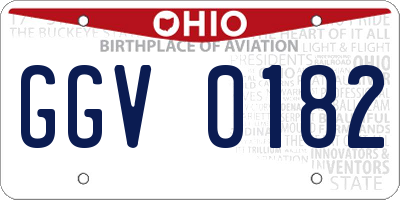 OH license plate GGV0182