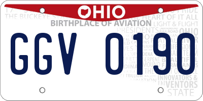 OH license plate GGV0190