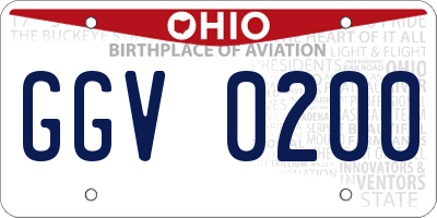 OH license plate GGV0200