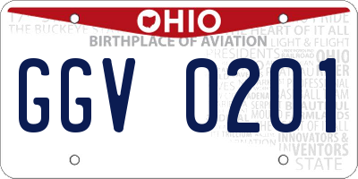 OH license plate GGV0201