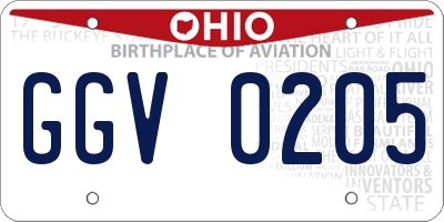 OH license plate GGV0205
