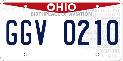 OH license plate GGV0210