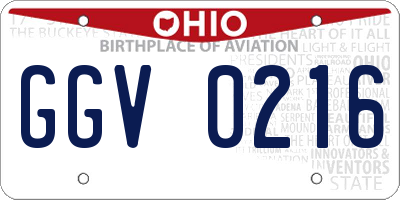 OH license plate GGV0216
