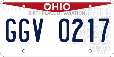 OH license plate GGV0217