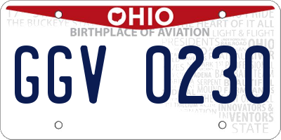 OH license plate GGV0230