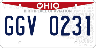 OH license plate GGV0231