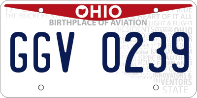 OH license plate GGV0239