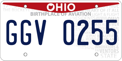 OH license plate GGV0255