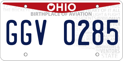 OH license plate GGV0285