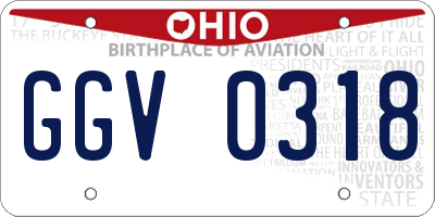 OH license plate GGV0318