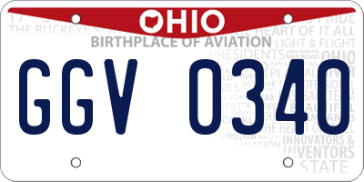 OH license plate GGV0340