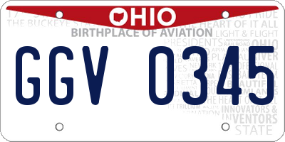 OH license plate GGV0345