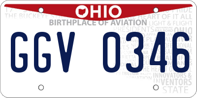 OH license plate GGV0346
