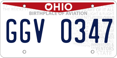 OH license plate GGV0347