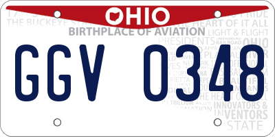OH license plate GGV0348