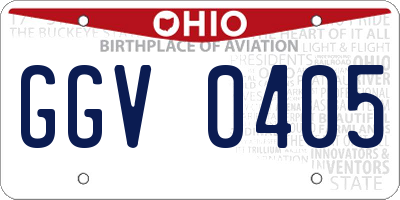 OH license plate GGV0405