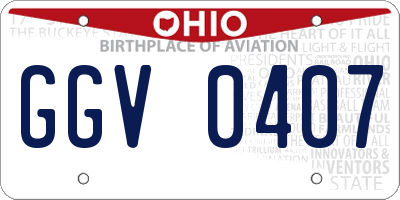 OH license plate GGV0407