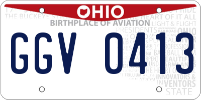 OH license plate GGV0413