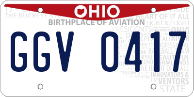 OH license plate GGV0417