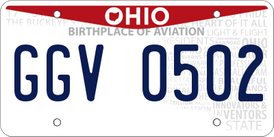 OH license plate GGV0502
