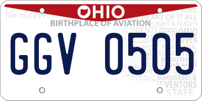 OH license plate GGV0505