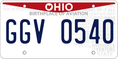 OH license plate GGV0540