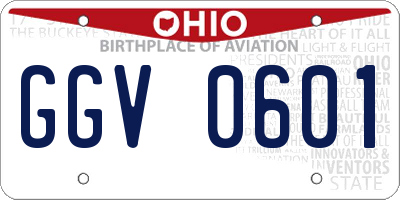 OH license plate GGV0601