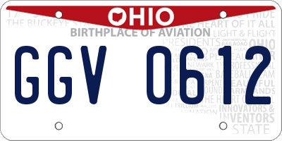 OH license plate GGV0612