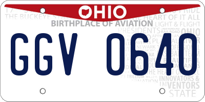 OH license plate GGV0640