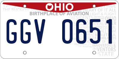 OH license plate GGV0651