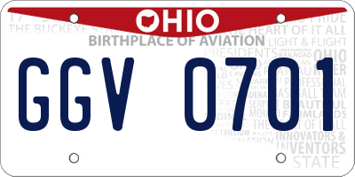 OH license plate GGV0701