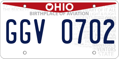 OH license plate GGV0702