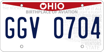 OH license plate GGV0704