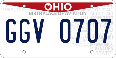 OH license plate GGV0707