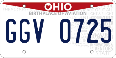 OH license plate GGV0725