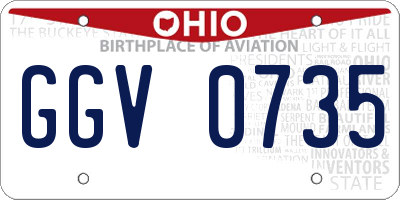 OH license plate GGV0735