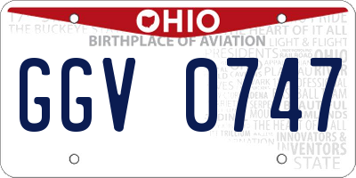 OH license plate GGV0747