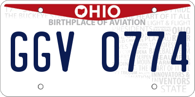 OH license plate GGV0774