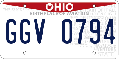 OH license plate GGV0794