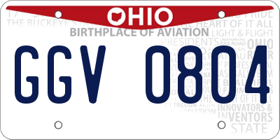 OH license plate GGV0804