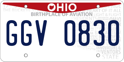 OH license plate GGV0830