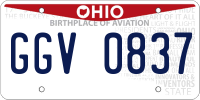 OH license plate GGV0837