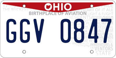 OH license plate GGV0847