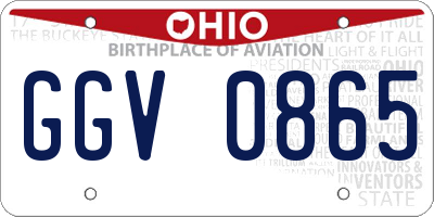 OH license plate GGV0865