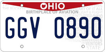 OH license plate GGV0890