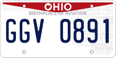 OH license plate GGV0891
