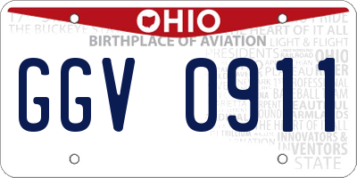 OH license plate GGV0911
