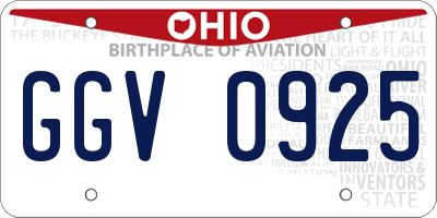 OH license plate GGV0925